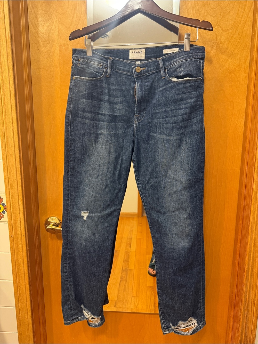 Frame Denim Dark Blue Distressed Boyfriend Jeans
